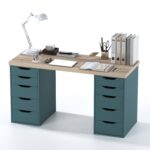 Стол письменный Ингар 2/55 дуб беленый/серо-бирюзовый арт. 01170