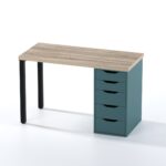 Стол письменный Ингар 1/5Т дуб беленый/серо-бирюзовый/черный арт. 01378 — изображение 4