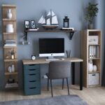 Стол письменный Ингар 1/5Т дуб беленый/серо-бирюзовый/черный арт. 01378 — изображение 5