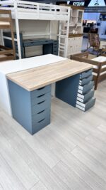 Стол письменный Ингар 2/55 дуб беленый/серо-бирюзовый арт. 01170 — изображение 4