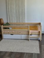 Односпальная кровать "Эрни Литтл" 70x140, 80×160,80×180,90×200 (с лесенкой )(лак+белые ящики ) — изображение 3