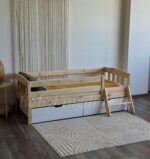 Односпальная кровать "Эрни Литтл" 70x140, 80×160,80×180,90×200 (с лесенкой )(лак+белые ящики ) — изображение 4