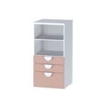 Cтеллаж с тремя выдвижными ящиками ПИКСИ арт. 02535 мечтательный пион КДСП