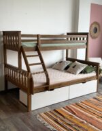 Двухъярусная кровать "Мальм-люкс"(антик) из массива сосны (с белыми ящиками) 90x200/140х200 и 80x200/120x200 — изображение 2