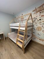 Двухъярусная кровать Rostik 2в1 сп01-1 из березовой фанеры с крышей(комбинированный)