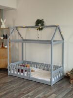 Односпальная напольная  кровать "Грейси домик "(серый)