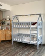Двухъярусная кровать "Грейси  Домик"из массива сосны (Серый)