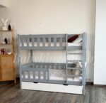Двухъярусная кровать "Грейси " из массива сосны с ящиками (серый +белый) — изображение 5