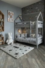 Двухъярусная кровать-домик "Мальта" из массива сосны 80x180, 90Х200 (без ящиков)(серый цвет)