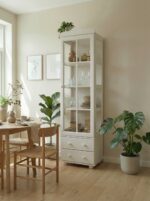 Шкаф с витриной  М-616М, 1-дверный белый цвет