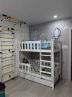 Двухъярусная кровать "Грейси " из массива сосны с ящиками (белый цвет )