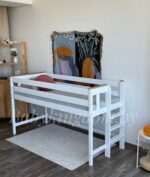 Кровать чердак "Лина" из массива сосны (комби цвет)