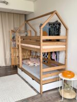 Двухъярусная кровать-домик "Мальта"(антик) из массива сосны 80x180, 90Х200 (с ящиками белый цвет) — изображение 3